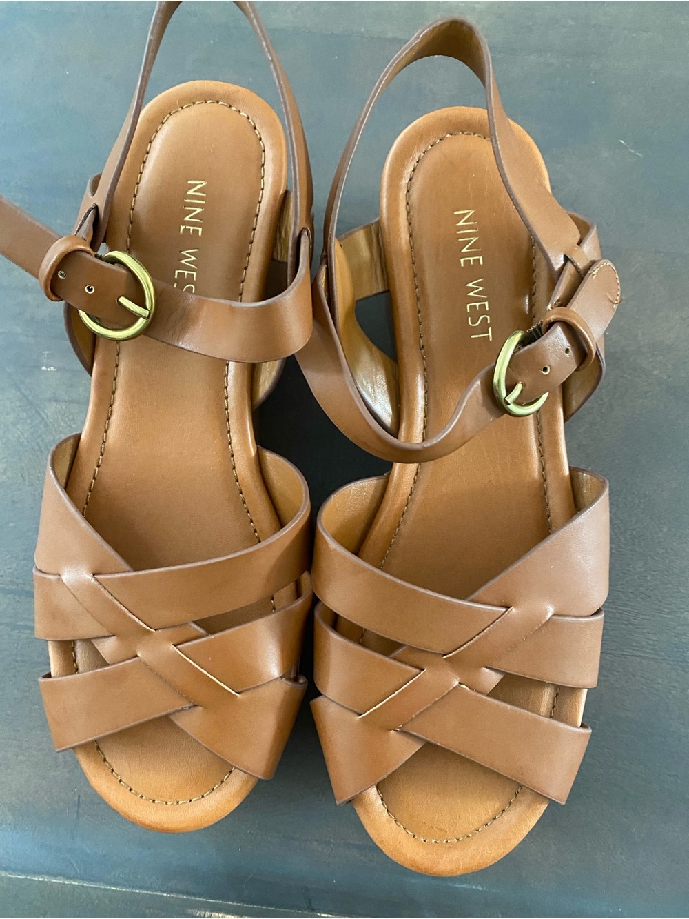 Nine West Brown Annah Platform Wedge Sandals - Picture 6 of 8